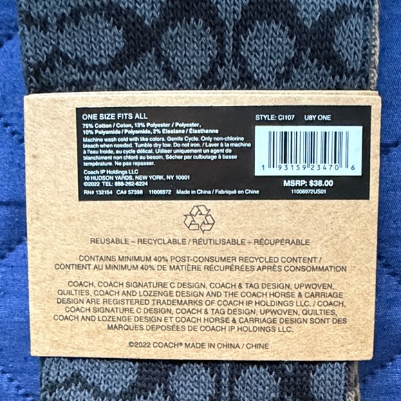 Coach Black and Tan Patterned Ankle Socks - Picture 3 of 3